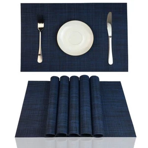 Placemats Set of 6 for Dining Table Stain Resistant Washable PVC Kitchen Tabl... - Picture 1 of 6