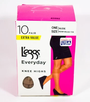 Hasta la rodilla L'eggs Everyday talla única punta reforzada DESNUDA 10 pares 43592 Foto 1 de 3