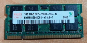 Hynix 1GB DDR2 RAM PC2-5300 667MHz CL5 Unbuffered SODIMM Memory HYMP512S64CP8-Y5 - Picture 1 of 2
