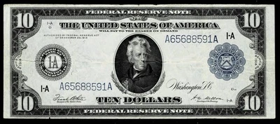 1914 $10 Federal Reserve Large Size Note ~BOSTON~VERY FINE - Image 1 of 2