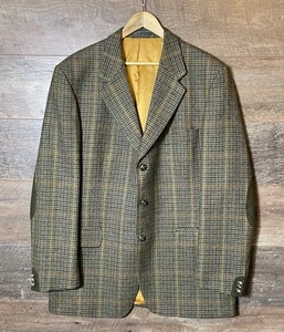 Giacca blazer sartoriale in tweed Magee pied de poule piume toppe gomito - 46”/48” - Foto 1 di 10