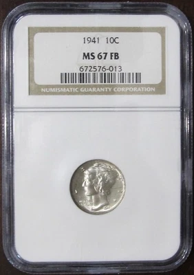 1941 Mercury Dime, NGC MS 67 Full Bands - Image 1 of 2