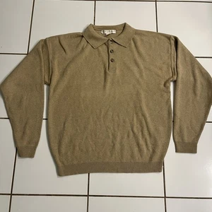Suéter Polo Geoffrey Beene Vintage Para Hombre M Beige 100% Algodón Hecho en EE. UU. Tejido - Imagen 1 de 4