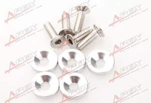 5PCS SILVER BILLET ALUMINUM FENDER/BUMPER WASHER/BOLT ENGINE BAY DRESS UP KIT - Picture 1 of 3