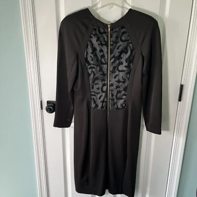 Vestido midi Alexia Admor negro corte láser espalda transparente cremallera dorada talla grande Foto 1 de 4