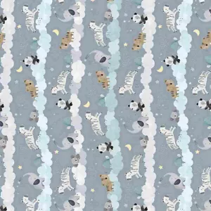 Jungle Animals on Clouds with Moons & Stars cotton by Timeless Treasures BTY - Picture 1 of 1