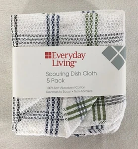 5 Cotton Terry Scouring Mesh Scrubber Dish Cloths Rags Kitchen Towels 12" x 12" - Picture 1 of 6