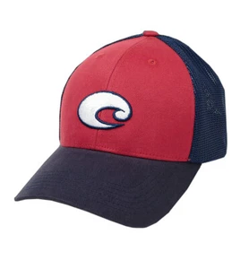 Costa Del Mar Chesapeake Red White & Blue Adjustable Trucker Hat Cap Brand New - Picture 1 of 1
