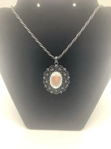 De colección. Collar Colgante Espejo Estrás Ovalado Cara Gótica Victoriano Occidental - Imagen 1 de 9