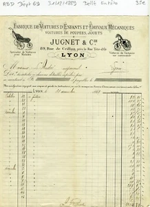 Dépt 69 - Lyon 89 Rue de Crillon - Belle Entête Jouets Chevaux Mécaniques 1889  - Picture 1 of 1