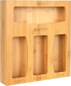 BECEPT Bamboo Ziplock Bag Storage Organizer for Kitchen Drawer - Plastic... - Picture 1 of 5