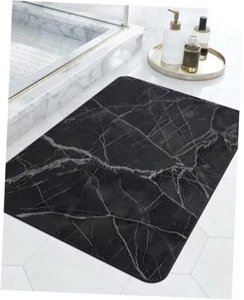 Bath Rug-Rubber Non-Slip Quick Dry Bathroom Rugs, Super 16"x24" Black - Picture 1 of 8