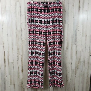 Just Love Damen Fleece Lounge Hose L rosa weiß Streifen schwarz Print AN1 - Bild 1 von 7
