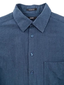 Alfani Mens Silk Collections Dress Shirt Blue Black Size Medium 15 1/2 34-35 - Picture 1 of 9