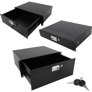 12U/2U/3U/4U 19" Rack Mount Plate DJ Drawer Equipment Cabinet Lockable with Key - Picture 1 of 10