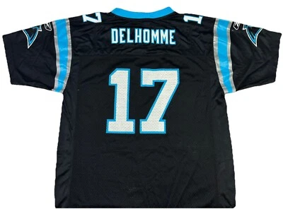 Camiseta de futebol americano Jake Delhomme Youth XL Reebok NFL Black Carolina Panthers #17 - Imagem 1 de 4