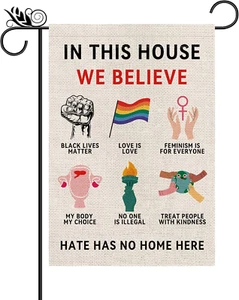 Hate Has No Home Here Garden Flag Burlap Vertical Double Sided Lawn Yard Outdoor - Picture 1 of 6