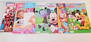7 Coloring Word Search Activity Sticker Books: Marvel, Mickey Vampirina... - Picture 1 of 15