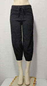 Eileen Fisher Black Linen Blend Slouchy Drawstring Ankle Women's Pant Size PP - Picture 1 of 12