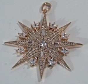 BIG STAR AMULET PENDANT CRYSTAL EMBELLISHED ROSE GOLD FREE SABO POUCH 925 SILVER - Picture 1 of 8