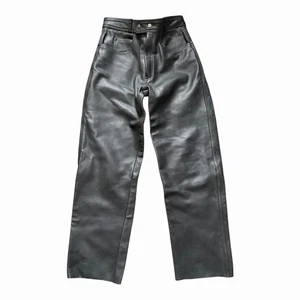 Akito Black Leather Motorcycle Trousers Unisex W26 L26 Wide Leg - Picture 1 of 8