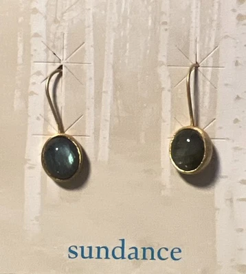 New Sundance Catalog Gold Vermeil Labradorite Cabochon Hook Earrings - Image 1 of 3