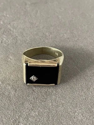Siegelring Ring Goldring Gold Onix Diamant 585 Gelbgold ca. 8g 14 Karat  Vintage - Bild 1 von 4