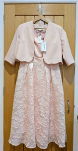 Coast Blush Pink Bardot Neck Embroidered Midi Dress With Matching Jacket Size 12 - Picture 1 of 14