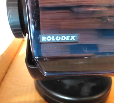 Vintage Rolodex Black Card File NSW-240 With Cards 8 1/2'' Tall - Image 1 of 4