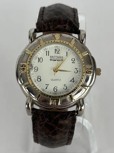 Brittania By Levi Strauss 38mm silver Tone Quartz Watch w/Leather Band & Battery - Picture 1 of 10