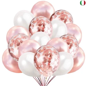 50 Palloncini Rose Gold Bianco e Confetti Balloon Oro Rosa Dorato, 40 - Foto 1 di 7