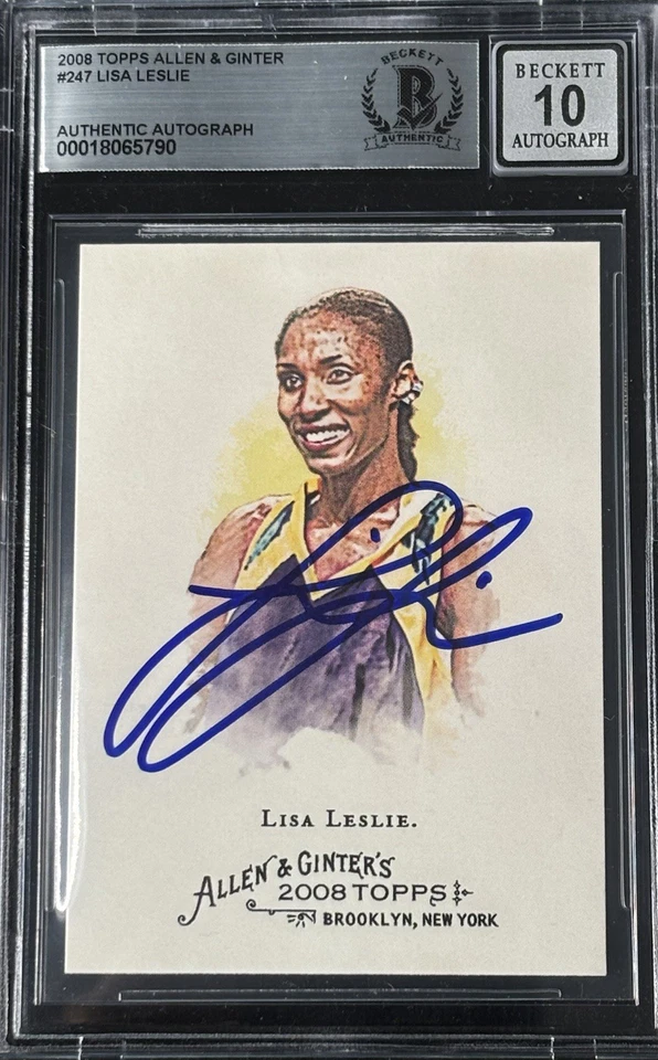 LISA LESLIE SIGNED 2008 TOPPS ALLEN GINTER CARD #247 BAS AUTOGRAPH GRADE 10 CARD - Image 1 of 2