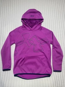 PERFECT! Under Armour Girl Fuchsia Loose Coldgear Dual Logo Fleece Hoodie YMD - Picture 1 of 8