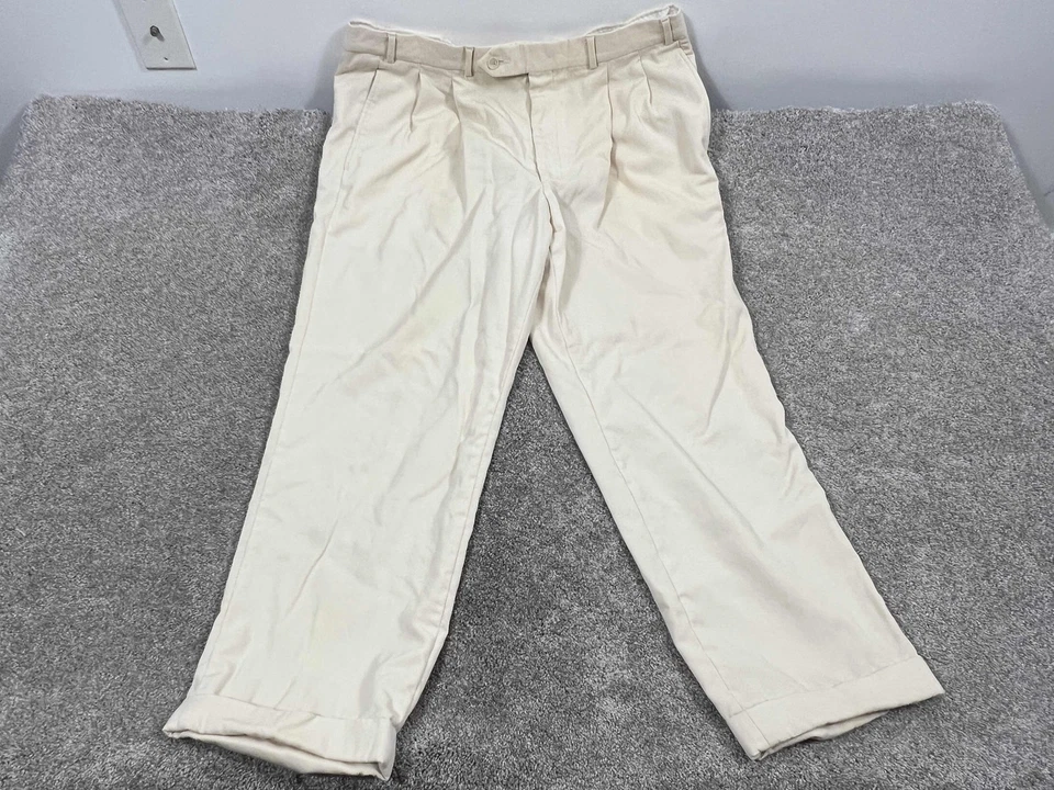 Pantalones Brooks Brothers Para Hombre 38 Blanco Lana Plisado Vestido Pantalones Hechos en EE. UU. Pantalones Foto 1 de 4
