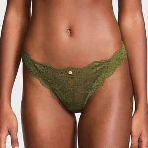 Victoria's Secret Dream Angels Lace Thong Panty Woodland Green Medium NEW - Picture 1 of 4