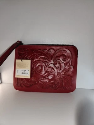 Bolso Muñequera Grande Patricia Nash Cassini Cuero Tooled Lava Nuevo con Etiquetas Foto 1 de 4