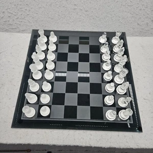 Glass Chess Set 15"Glass board - vintage original packaging - Picture 1 of 8