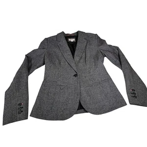 MERONA Damen Blazer Jacke schwarz weiß Tweed Wollmischung Größe 6 gefüttert  - Bild 1 von 15