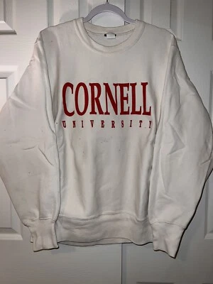 Vintage 90s Cornell University Sweatshirt Heavy Sweat White Size L Made In USA - Image 1 of 4