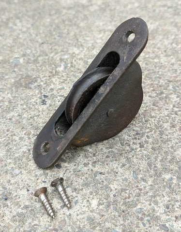 4 available Antique Vintage Old Cast Iron Window Sash Pulleys Wheels Hardware Cover