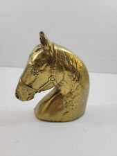 Vintage Solid Brass Sculpted Horse Head Door Stop