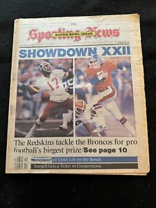 1988 The Sporting News Super Bowl XXII Issue Denver Broncos Washington Redskins