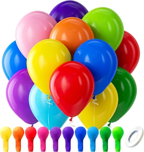 100 Regenbogen Latex Luftballons 12" - Helium & Luft, Party Deko + Band - Bild 1 von 13