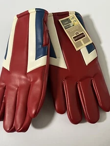 VINTAGE VINYL WINTER GLOVES RED, WHITE, BLUE NWT Knitstreet - Picture 1 of 5