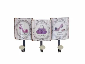 Coat Rack Wall Mounted Coat Hooks 3 Arm Motif Live Style in Pink (10160) - Picture 1 of 1