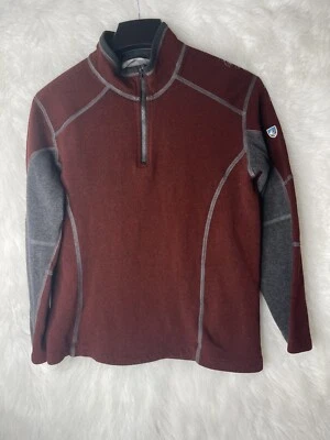 Молодежь детей KUHL 1/4 молнии Kashmira легкий свитер бордовый/серый большой 15/16 - Изображение 1 из 3