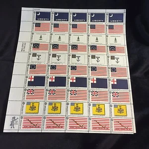 Sheet of 50 1976 6 Cent 1345-1354 Historic Flags Liberty Stamps - Picture 1 of 2