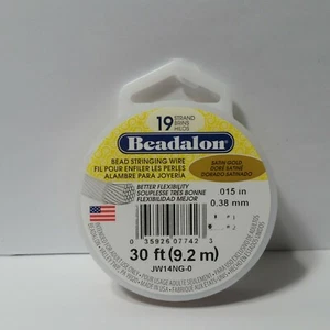 Beadalon Bead Stringing Wire 19 Strand Satin Gold 30 Feet 0.38mm 1 Roll - Picture 1 of 3