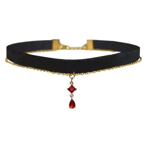 Black Velvet Red Pendant Choker Necklace for Women Gothic Lace Chokers Neckla... - Picture 1 of 6