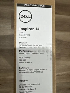 Dell Inspiron 14 7440 14.0" Touch WUXGA Core 7 150U 1.8GHz 16GB RAM 1TB SSD NEW - Picture 1 of 13